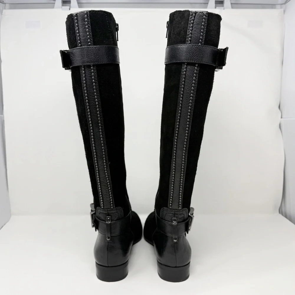 Alex Marie Davian Black Knee High Boots Women’s 9.5M Suede Leather Riding Boots